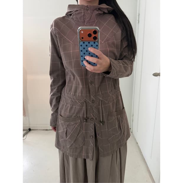 일본빈티지 모리 체크 브라운 야상 자켓