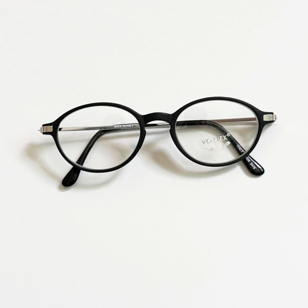 90s VORTEX 블랙 실버 뿔테 오벌 프레임 빈티지 안경