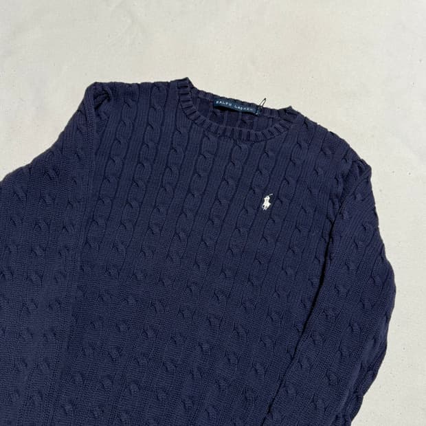 L 폴로랄프로렌 여성용 네이비 케이블 니트