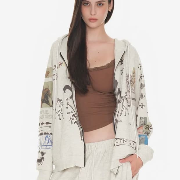 투머치택스 와플 후드집업 자켓