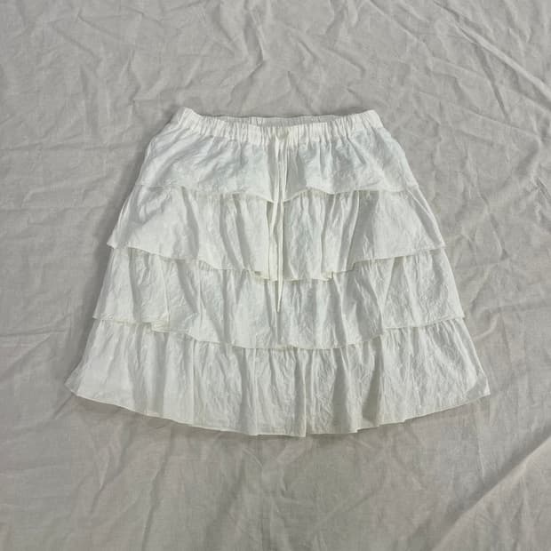 모리걸 하구미 화이트 플라워 자수 캉캉 스커트
