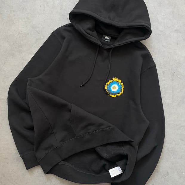 Stussy 스투시 블랙 코스모스 로고 후드티
