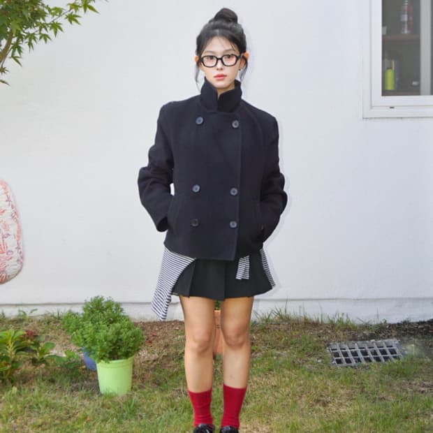 유니클로 더블페이스 쇼트 코트 M