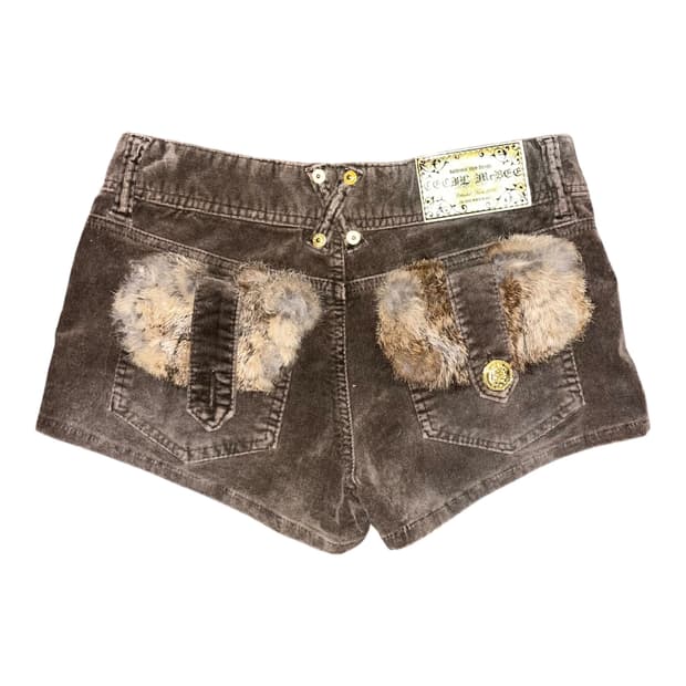 CECIL McBEE 세실맥비 엉덩이 퍼 금장단추 골덴숏팬츠 갸루y2k