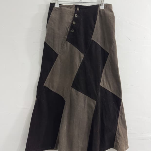corduroy patch design skirt