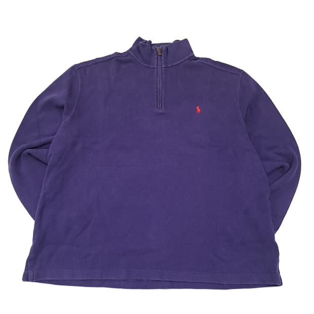 CL031 2XL 폴로 랄프로렌 90s USA 딥 퍼플 하프집업 니트 