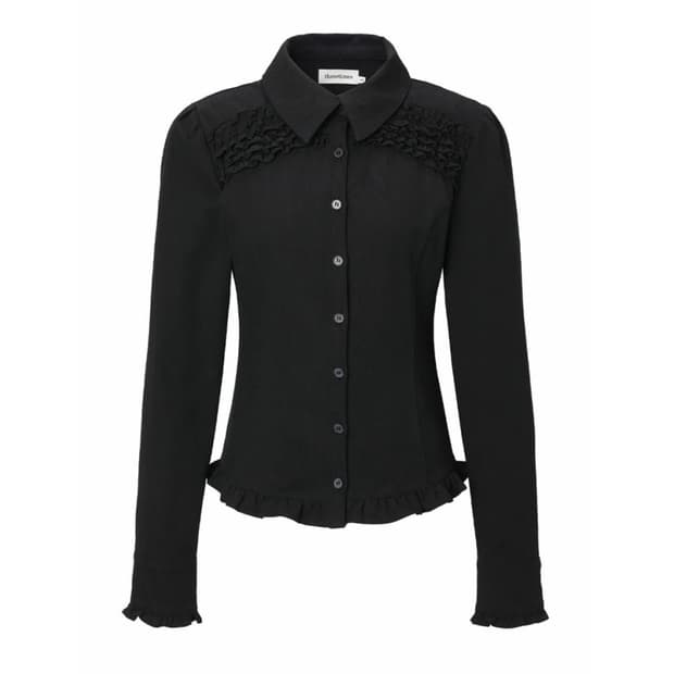 [새상품] 쓰리타임즈 빈티지 프릴 셔츠 블랙