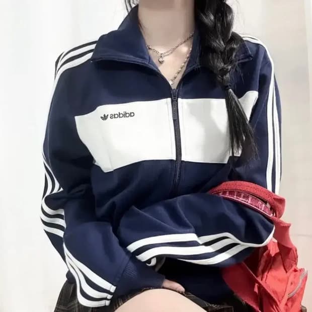 아디다스 배켄바우어 트랙탑 네이비 화이트 배색 져지 95