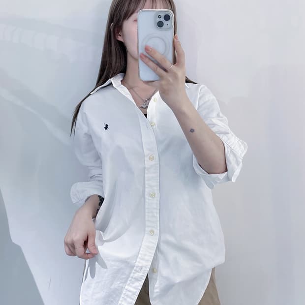 폴로랄프로렌 qr 네이비포니 화이트 셔츠