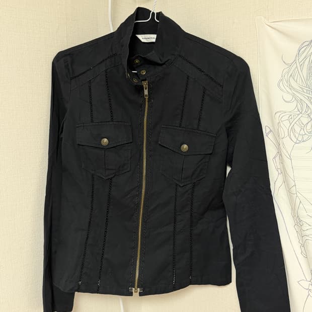 빈티지 레이스 검정 면 자켓