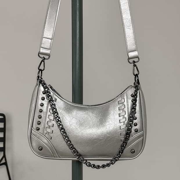 silver shoulderbag