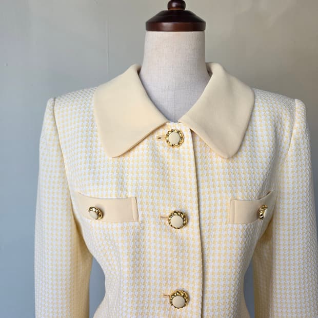 버터옐로우 하운드투스 자켓 셋업