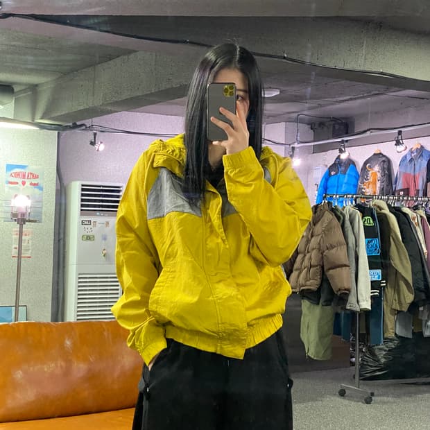 나이키 더블스우시 옐로우 우븐 후드 자켓 바람막이 B3974