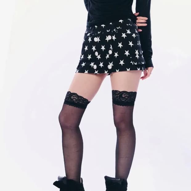 STAR DOUBLE BUTTON SKIRT PANTS