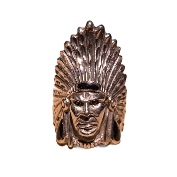 Native American Chief Onyx Silver Ring
