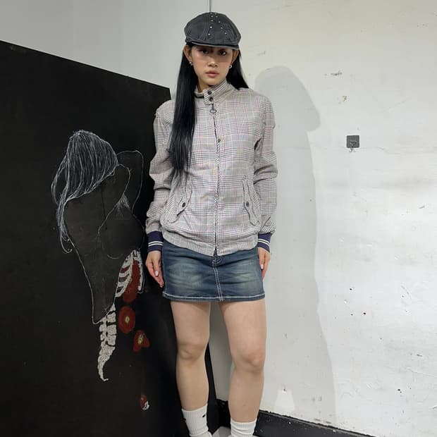 디젤 하이넥 투웨이 트단 체크 바스티 자켓