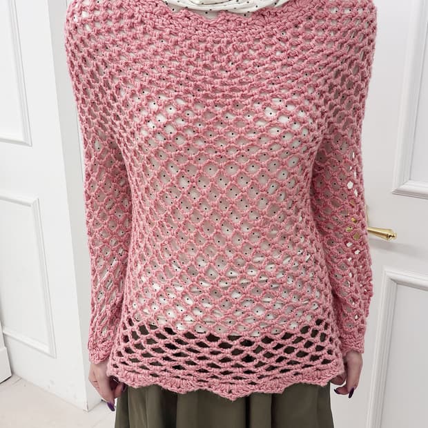 lovey pink crochet pullover