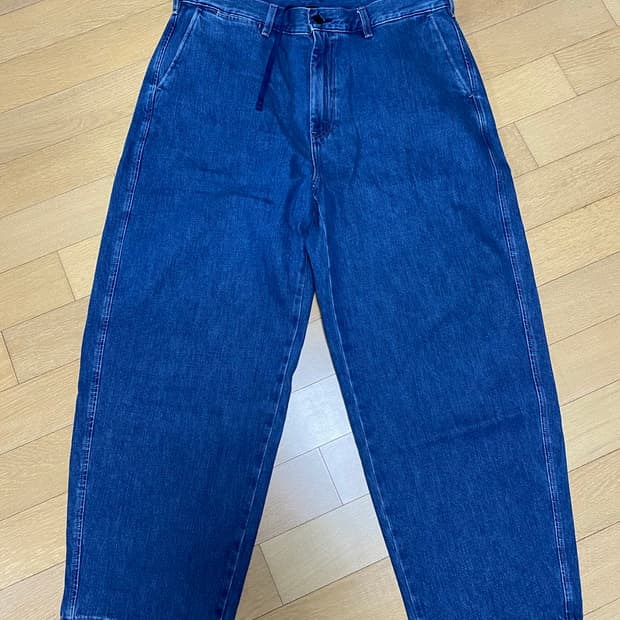 유니클로 와이드 테이퍼드진 진청 데님 청바지 XL 힙합