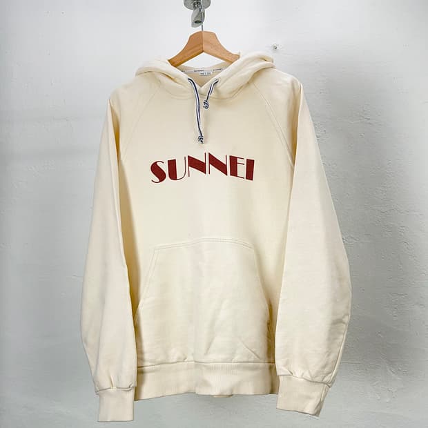 써네이 아이보리 빅 로고 후디 스웨트 셔츠