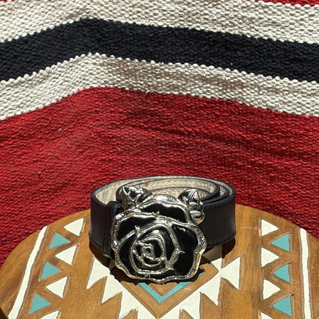 Rock chic leather belt / 락시크 블랙 레더 벨트