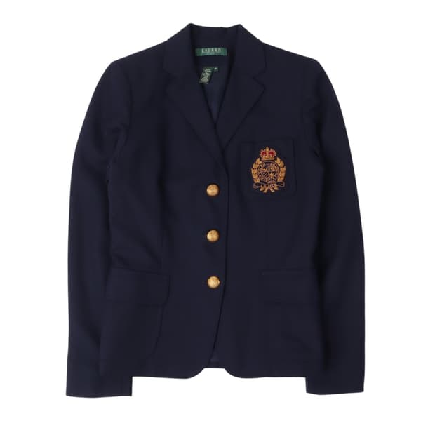 로렌 랄프로렌 네이비 크레스트 금장 3B 자켓