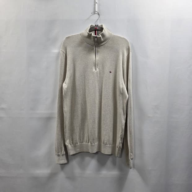 0753 [타미힐피거] 남성 코튼 반집업 긴팔 니트 L
