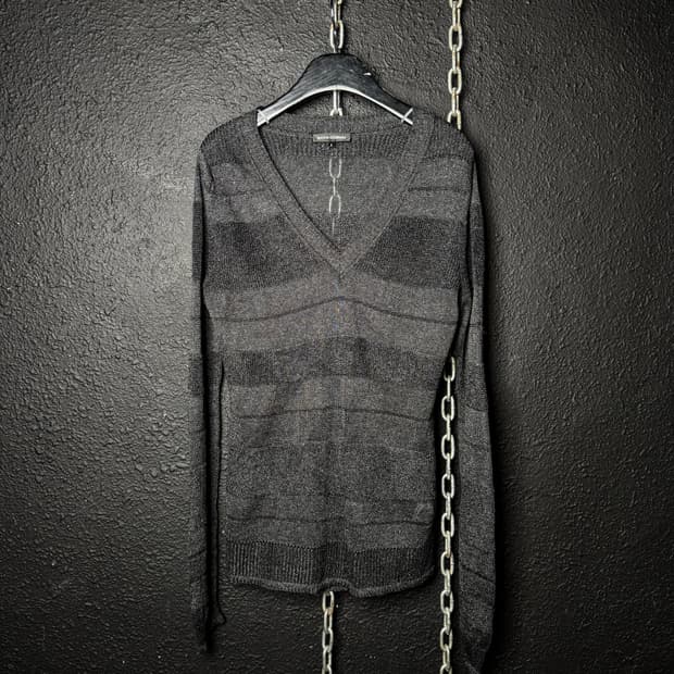 Sheer Stripe V-Neck Knit