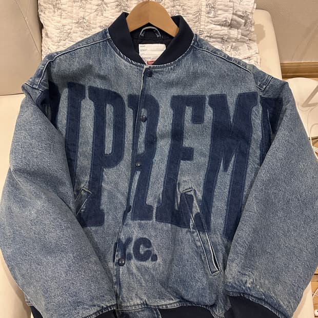 슈프림 워시드 녹아웃 데님 바시티 자켓 M