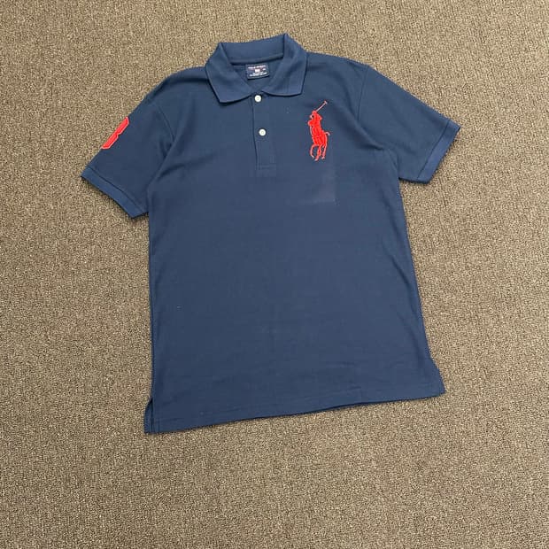 M)폴로 랄프로렌 빈티지 네이비 빅포니 카라 반팔 메쉬