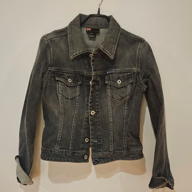 디젤 빈티지 흑청 데님자켓 여성 44