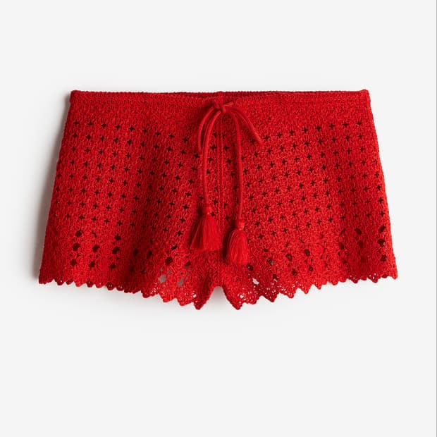 H&M 에이치엔엠 레드 크로셰 쇼츠 S