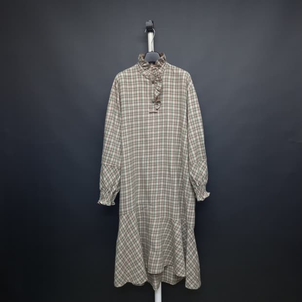 새 시스템 춘추동 모 체크 맥시 롱 원피스 44-77