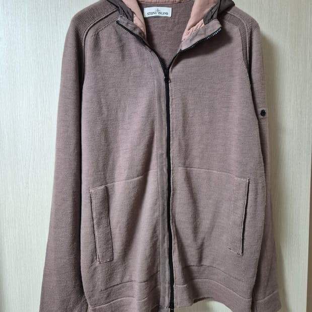 (정품) 스톤아일랜드 와펜 나일론 배색 울니트 후드집업