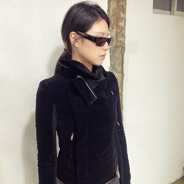 Rick owens FW16 Velvet High-Neck Jacket