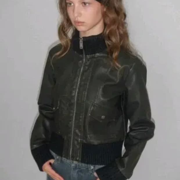 블랙업 시보리 레더자켓 brown