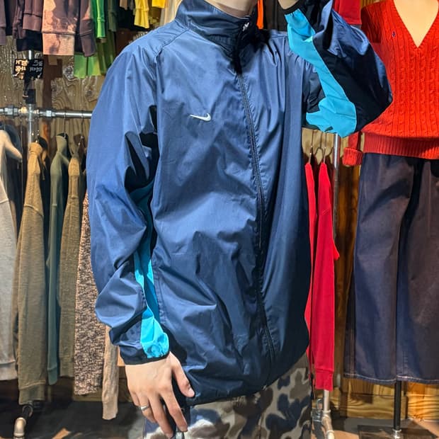 XL 나이키 스우시 스카이블루 라인 네이비 바람막이