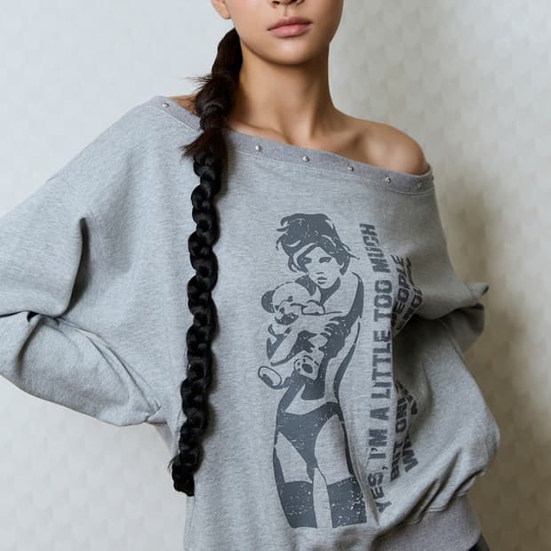 러브이즈트루 GT ONE SHOULDER SWEATSHIRT(GRAY)
