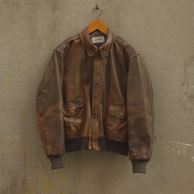 80s 90s L.L.bean 에이징 고트스킨 a-2 레더 자켓