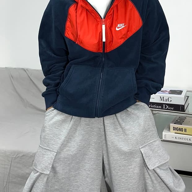 나이키 네이비 레드 플리스 자켓 XL