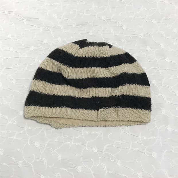 빈티지 니혼진 너드 스트라이프 리버시블 니트 비니