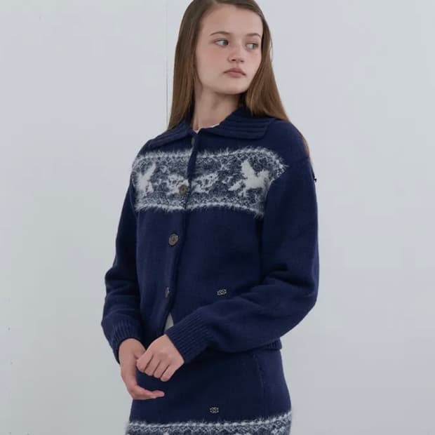 기준 kijun Nordic Knit Cardigan Navy