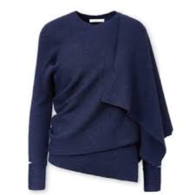 헬무트랭 네이비 드레이프 언밸런스 니트 S사이즈