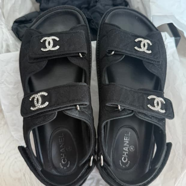 샤넬 믹스드파이버 벨크로 샌들230