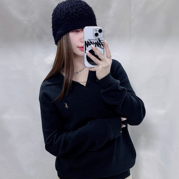 폴로 랄프로렌 다크그린 포니 카라넥 니트 