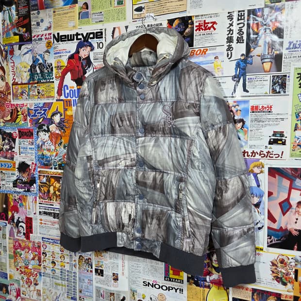 엠엘비 화이트 삭스 프린팅 라벤더 그레이 다운 패딩 점퍼