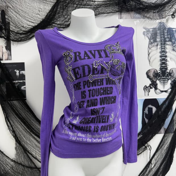 00s punk lettering beads longsleeve