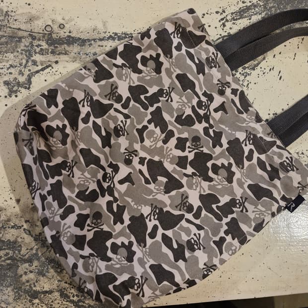 JPN 빈티지 카모플라쥬 스컬 패턴 토트 에코백