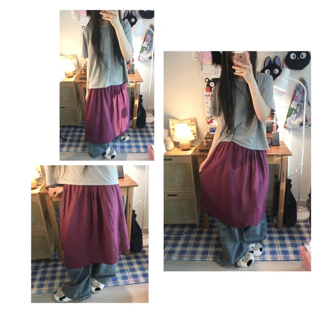 vintage pleated midi skirt plum