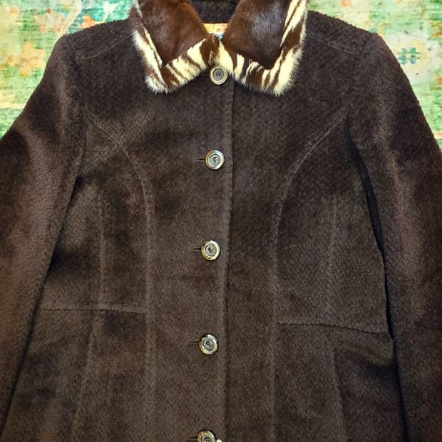 이태리 아라벨(ARABEL)밍크카라 캐시미어 빈티지코트