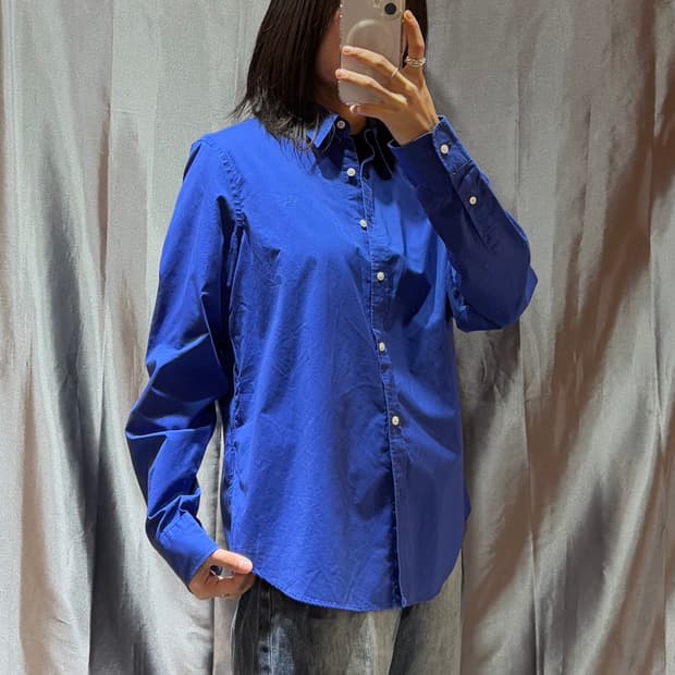 L 폴로랄프로렌 논아이론 딥블루 코튼 셔츠